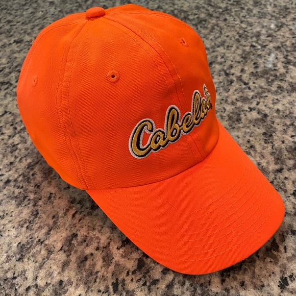 Cabelas Neon Orange SnapBack Baseball Hat/Cap Adjustable Hunting - Picture 1 of 6